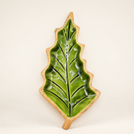 Lost in the Forrest - Bol en bois avec feuille émaillée - 33x17cm