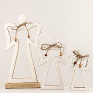 Petit Ange Halo en Bois de Manguier - Émail Blanc