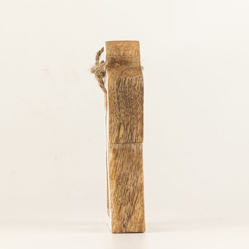 Petit Ange Halo en Bois de Manguier - Émail Blanc