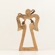 Petit Ange Halo en Bois de Manguier - Émail Blanc