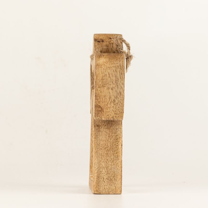 Petit Ange Halo en Bois de Manguier - Émail Blanc