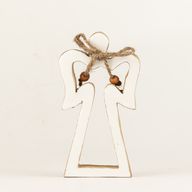 Petit Ange Halo en Bois de Manguier - Émail Blanc