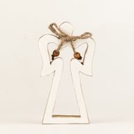 Petit Ange Halo en Bois de Manguier - Émail Blanc