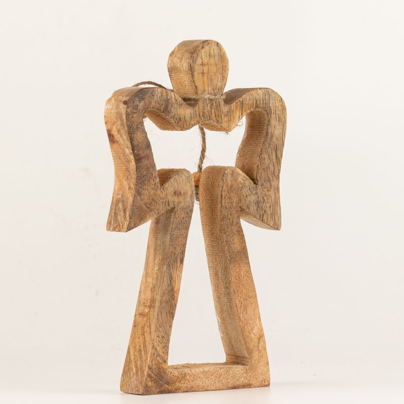 Ange Halo en Bois de Manguier Moyen - Émail Blanc