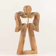 Ange Halo en Bois de Manguier Moyen - Émail Blanc