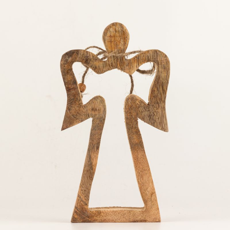 Ange Halo en Bois de Manguier Moyen - Émail Blanc