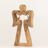 Ange Halo en Bois de Manguier Moyen - Émail Blanc