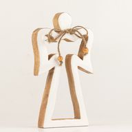 Ange Halo en Bois de Manguier Moyen - Émail Blanc