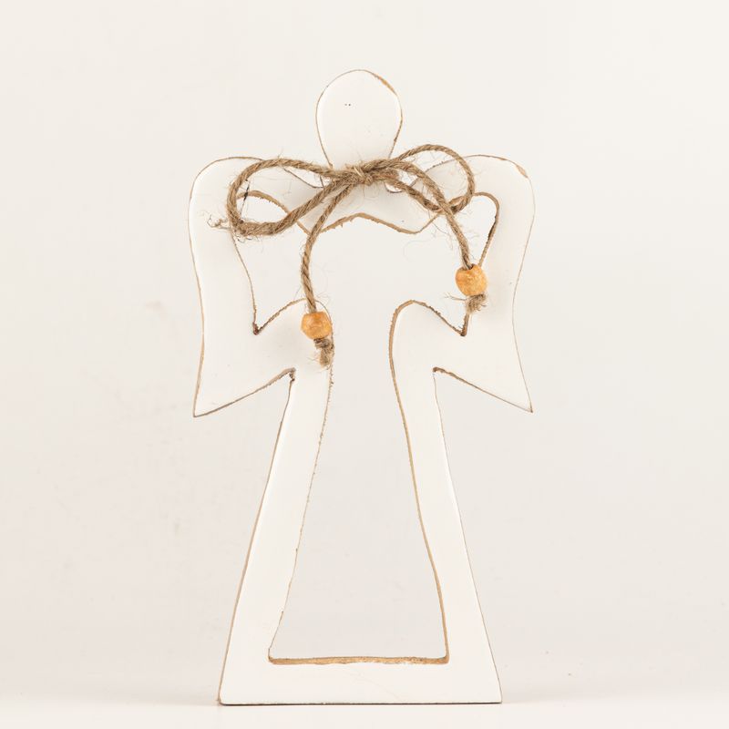 Ange Halo en Bois de Manguier Moyen - Émail Blanc