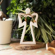 Ange Halo en Bois de Manguier Moyen - Émail Blanc