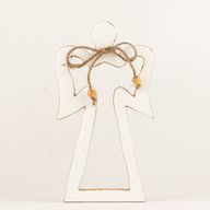 Ange Halo en Bois de Manguier Moyen - Émail Blanc