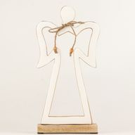 Grand Ange Halo en Bois de Manguier - Émail Blanc