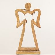 Grand Ange Halo en Bois de Manguier - Émail Blanc