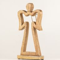 Grand Ange Halo en Bois de Manguier - Émail Blanc
