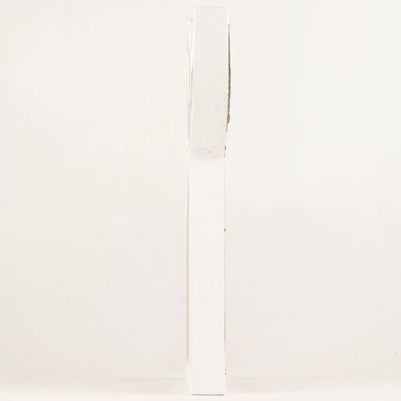 Ange en Bois de Manguier - Finition Blanchie avec Découpe Décorative en Fer - 39cm