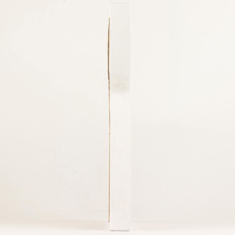 Ange en Bois de Manguier - Finition Blanchie avec Découpe Décorative en Fer - 39cm