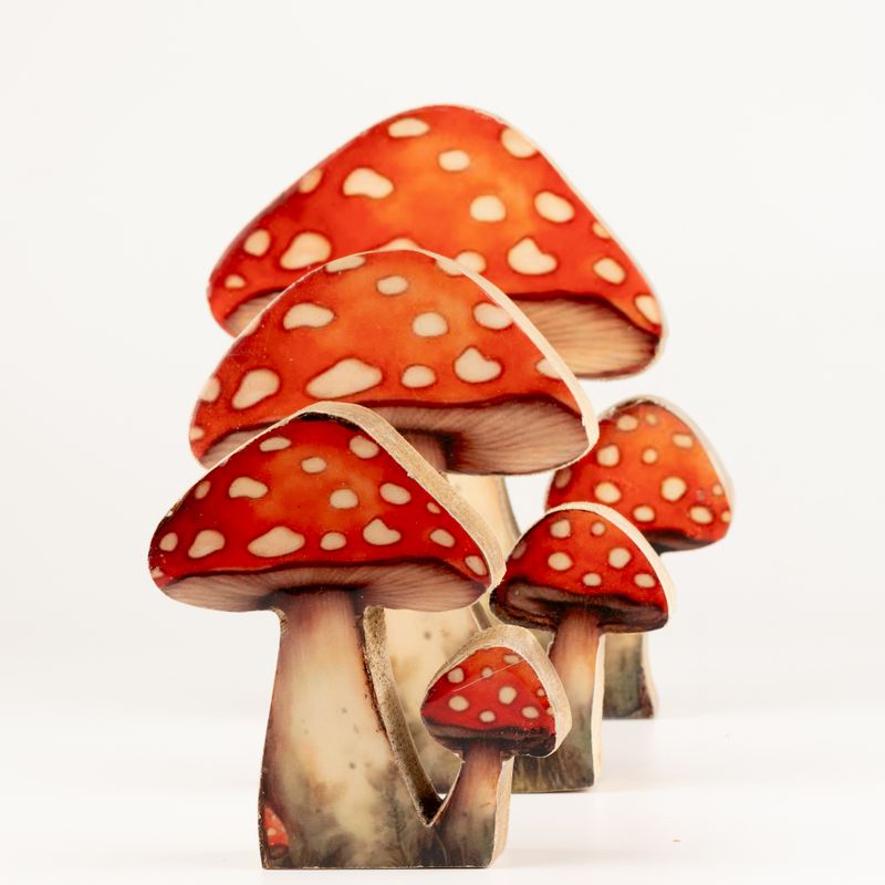 Plantes d'Intérieur en Bois - Mini Champignon Rouge