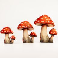 Plantes d'Intérieur en Bois - Mini Champignon Rouge
