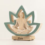 Statuette Yoga en Bois - Fleur de Lotus - Bleu Canard - Flow