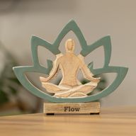 Statuette Yoga en Bois - Fleur de Lotus - Bleu Canard - Flow