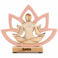 Statuette Yoga en Bois – Fleur de Lotus – Vieux Rose – Amour