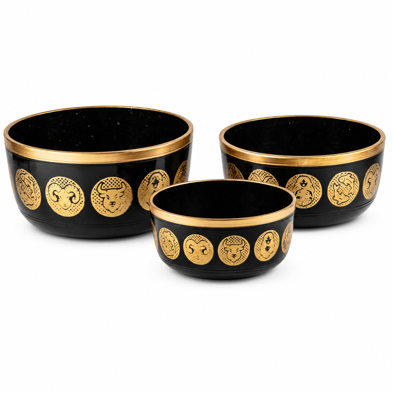 Bols Zodiaque Noirs - Lot de 3 - 15cm 19cm 20cm