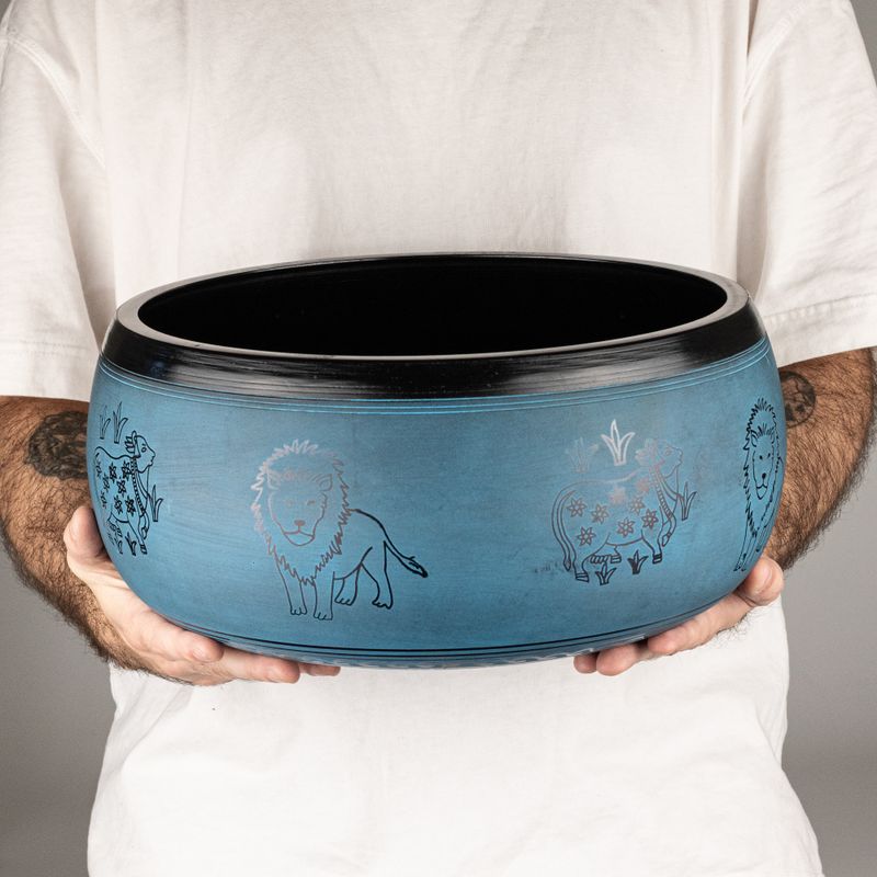 Grand Bol Chantant – Bleu Poudré – 32x15cm – Design 1