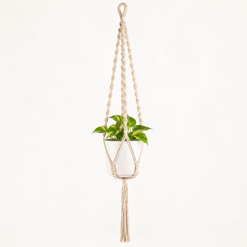 Suspension Macramé Simple pour Pot de Fleurs - Naturel
