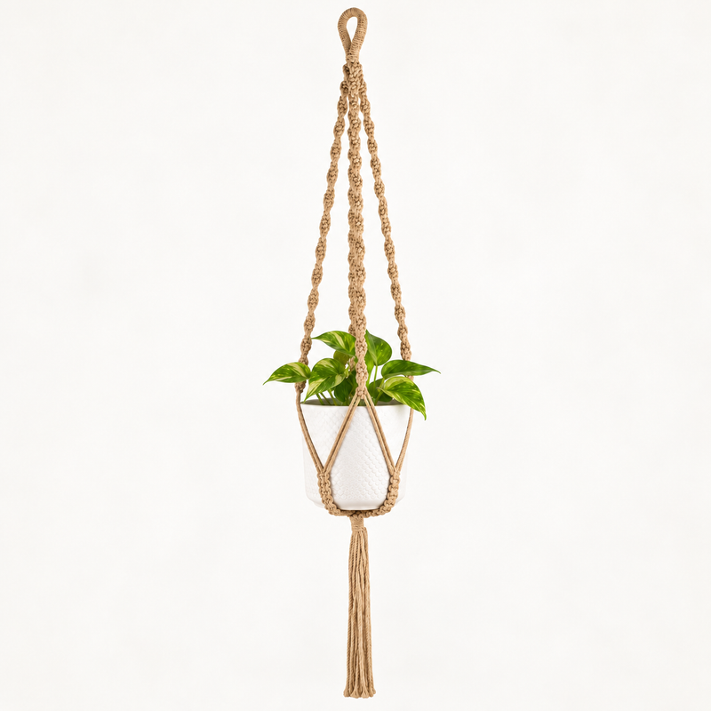 Suspension pour Plante en Macramé Simple - Camel
