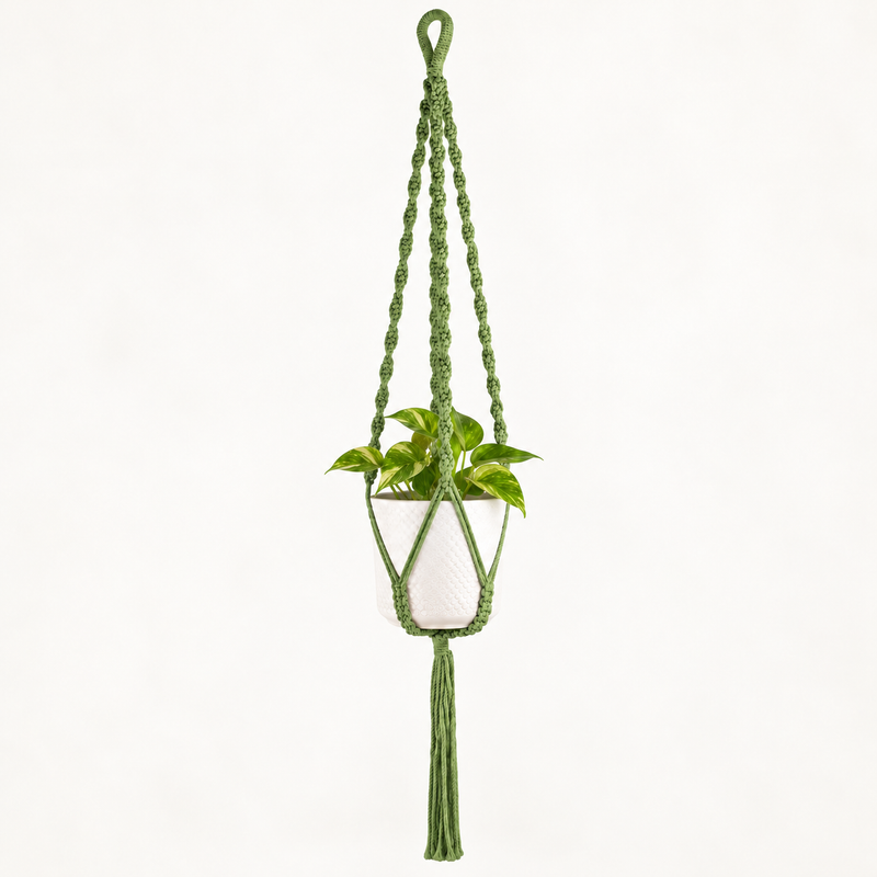 Suspension pour Plante en Macramé Simple - Vert