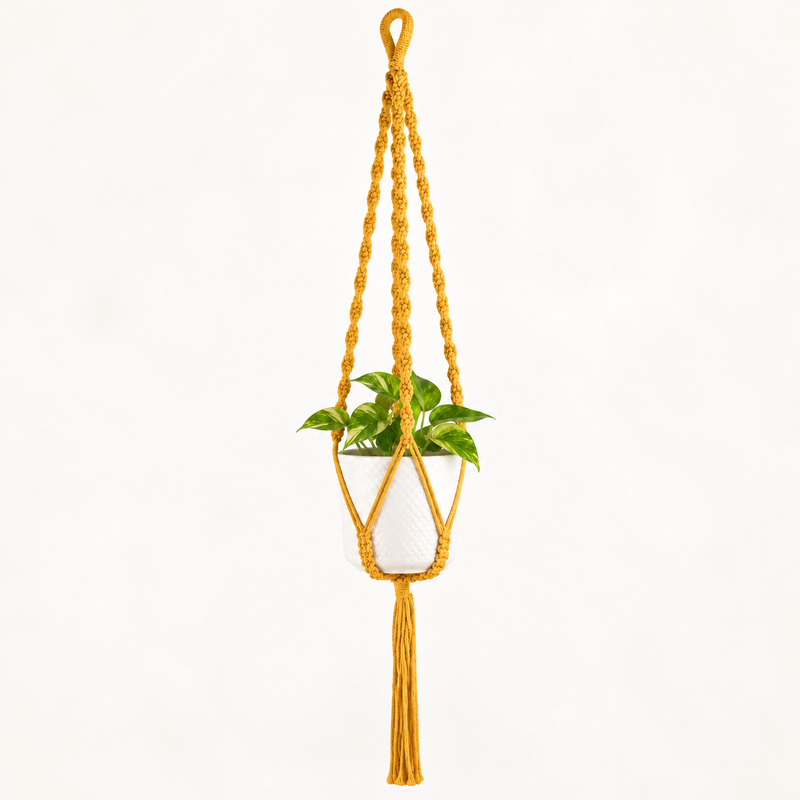 Suspension pour Plante en Macramé Simple - Moutarde