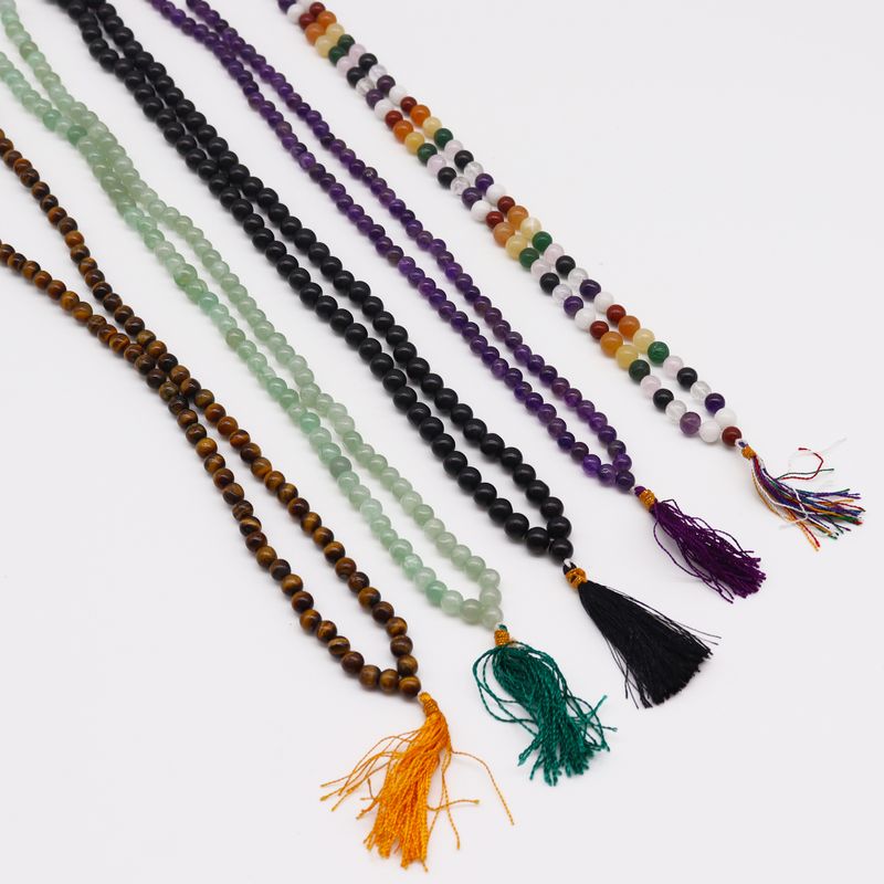 Mala tibétain Mala avec 108 perles - Oeil de tigre