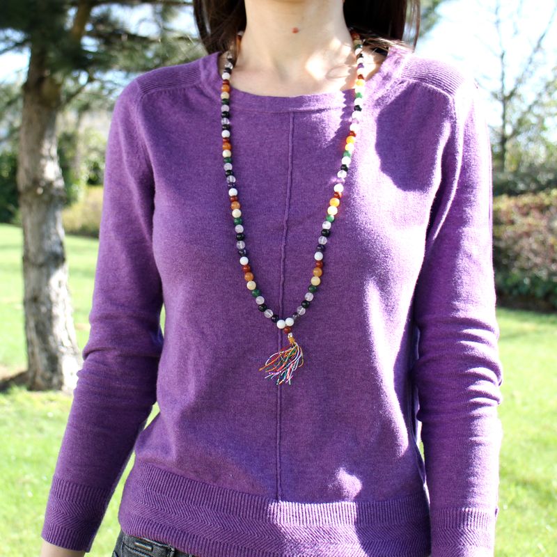 Mala tibétain Mala avec 108 perles - Oeil de tigre