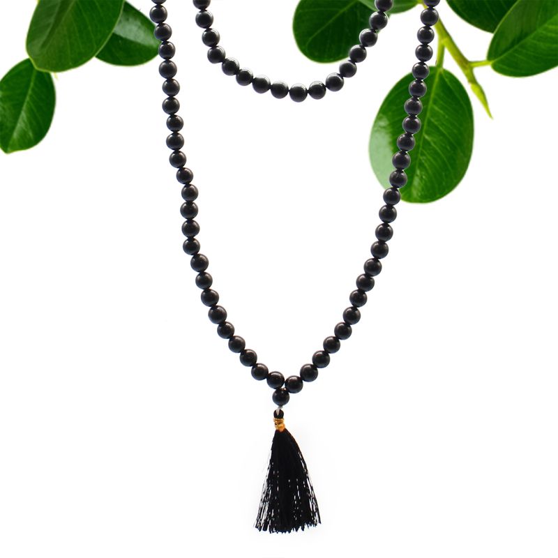 Mala tibétain Agate noir