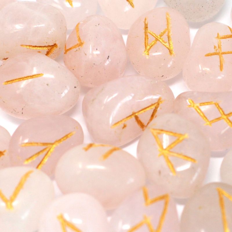 Pierres Runiques Indiennes dans sachet - Quartz Rose