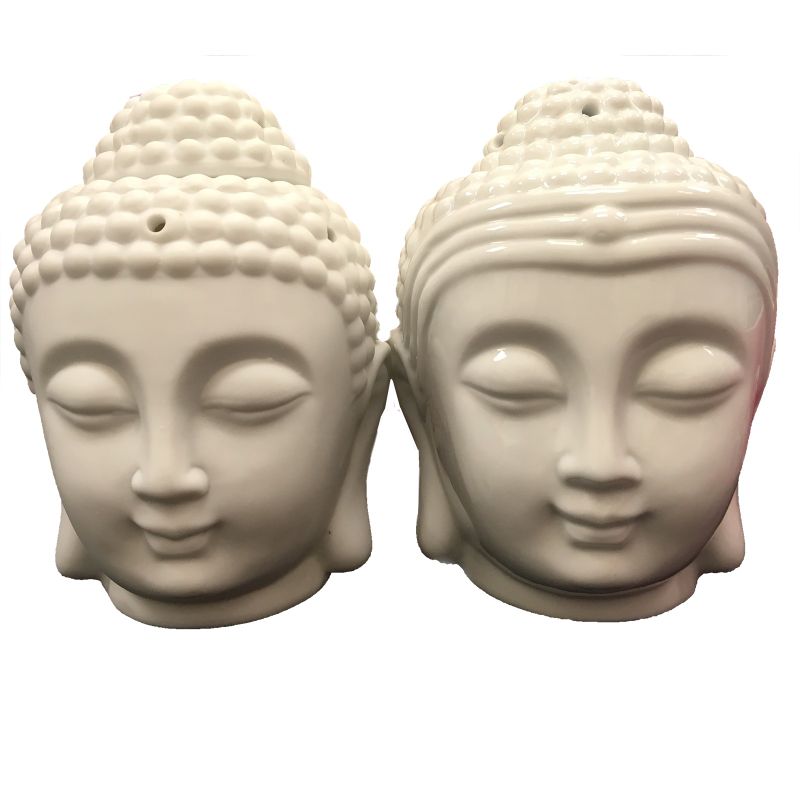 Brûleurs à huile - design fantaisie Brûleur à huile tête de bouddha - Blanc