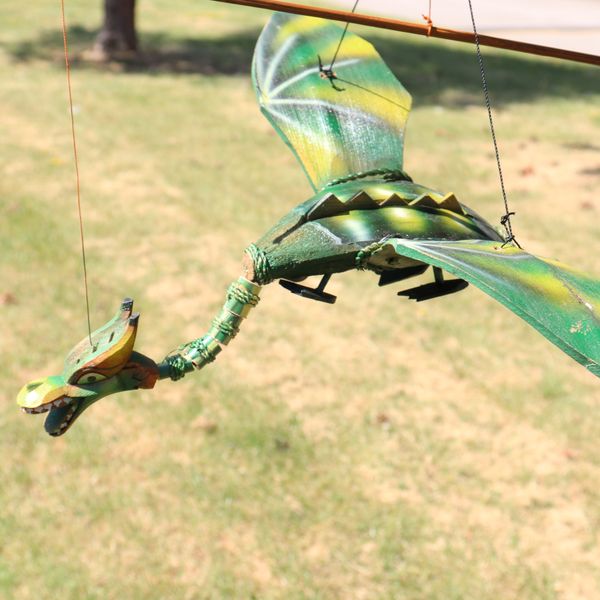 Dragons en bois de cocotier Dragon vert - 37cm