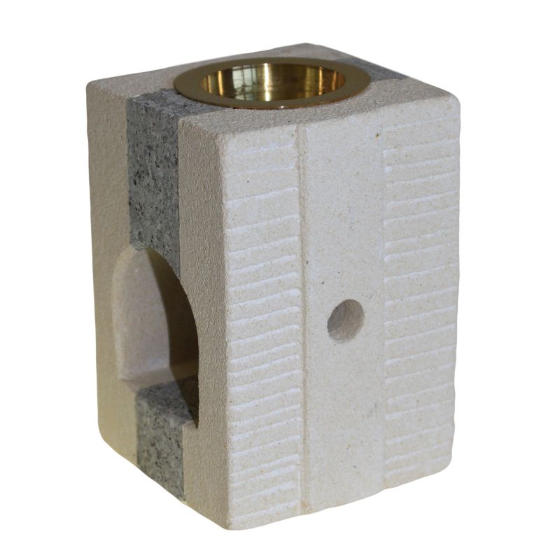 Brûle Parfum en Grès - Forme Carrée Combo