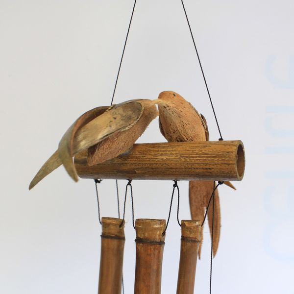 Carillons à vent sauvages 2 oiseaux en noix de coco