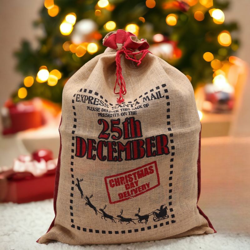 Sacs en jute de Noël "25th December"
