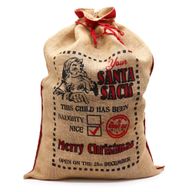 Sacs en jute de Noël "This Child Has Been.. Nice!"