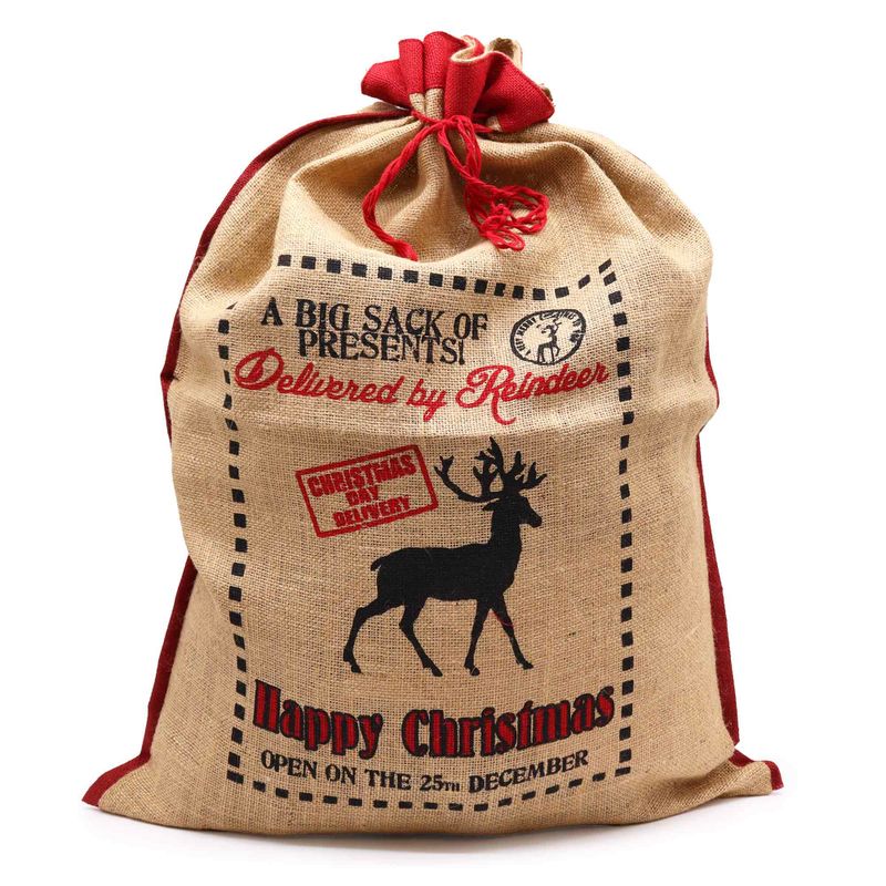 Sacs en jute de Noël "Delivered By Reindeer"