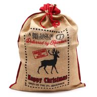 Sacs en jute de Noël "Delivered By Reindeer"