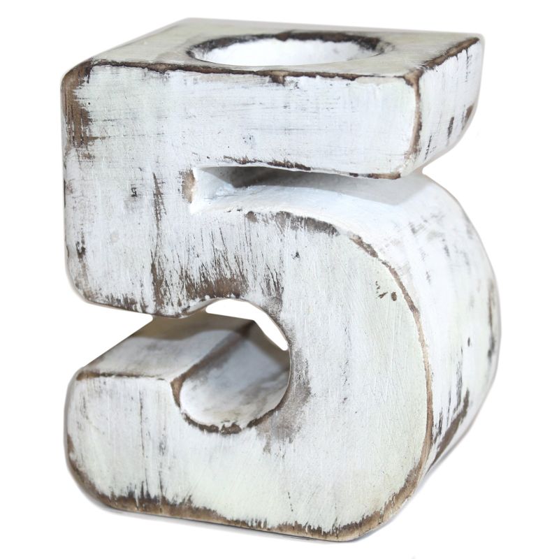 Bougeoirs Chiffres en bois - No 5