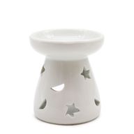 Petit brûleur à huile blanc classique - Etoiles et lunes