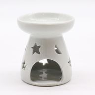 Petit brûleur à huile blanc classique - Etoiles et lunes