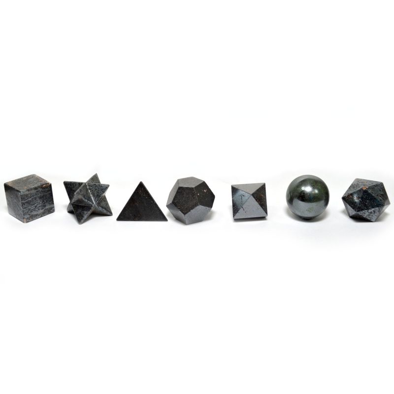 Ensemble Géométrique d'Agate Noire (7 pièces)