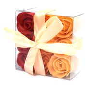 Boîtes de 9 Roses de Savon - Pêche