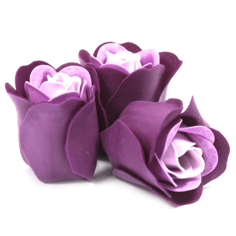 Boîtes  de 3 Roses de Savon Boîte Coeur - Lavande