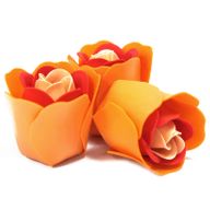 Boîtes de 3 Roses de Savon Boite Coeur - Pêche